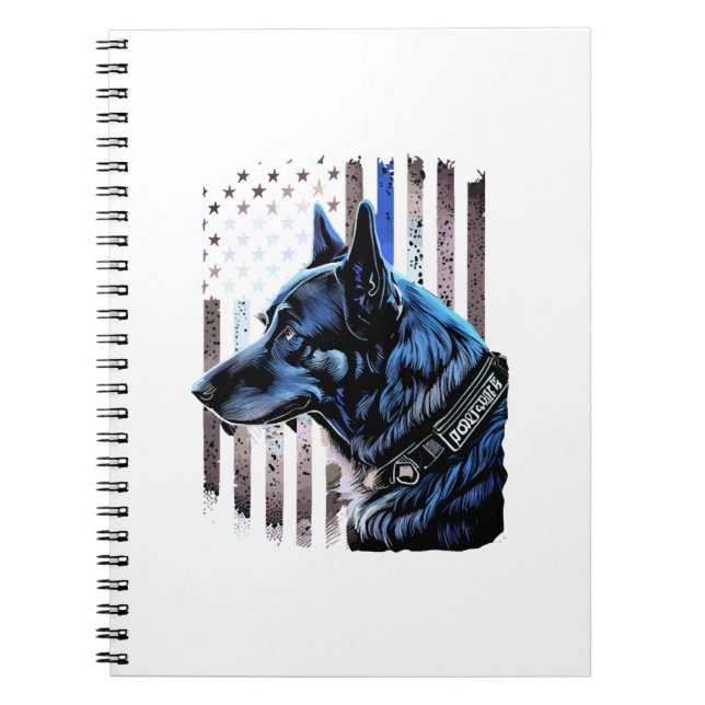 Cuaderno K9 Pastor de Policía Alemana Perro Bandera delgada (Frente)