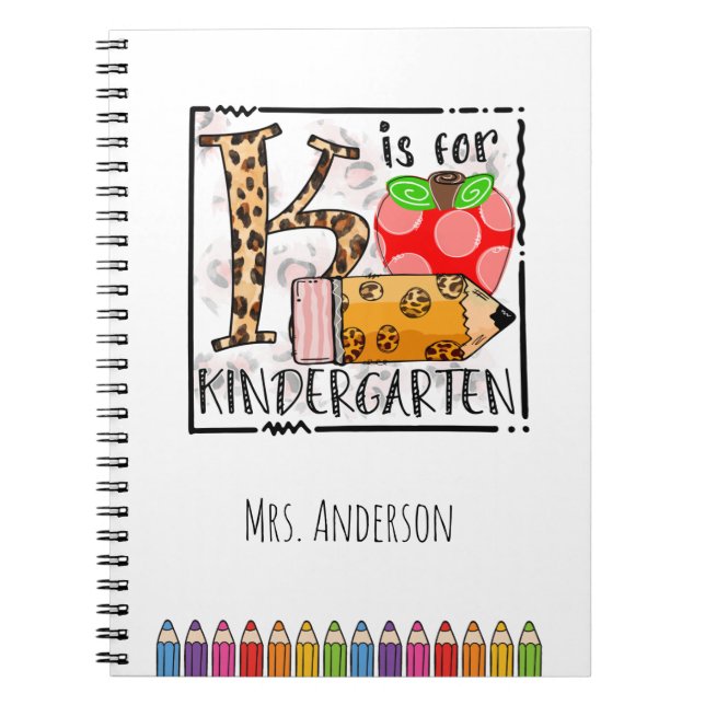 Cuaderno K es para el nombre de kindergarten (Frente)