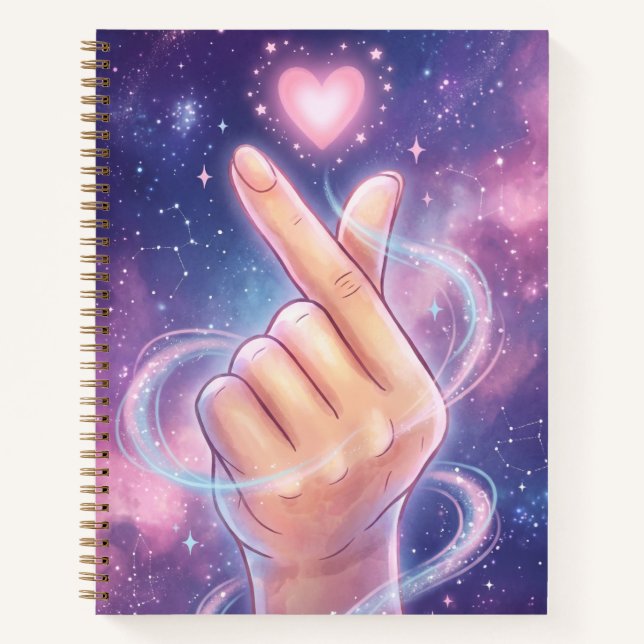 Cuaderno K-fan aesthetic Finger Heart Spiral Notebook (Anverso)