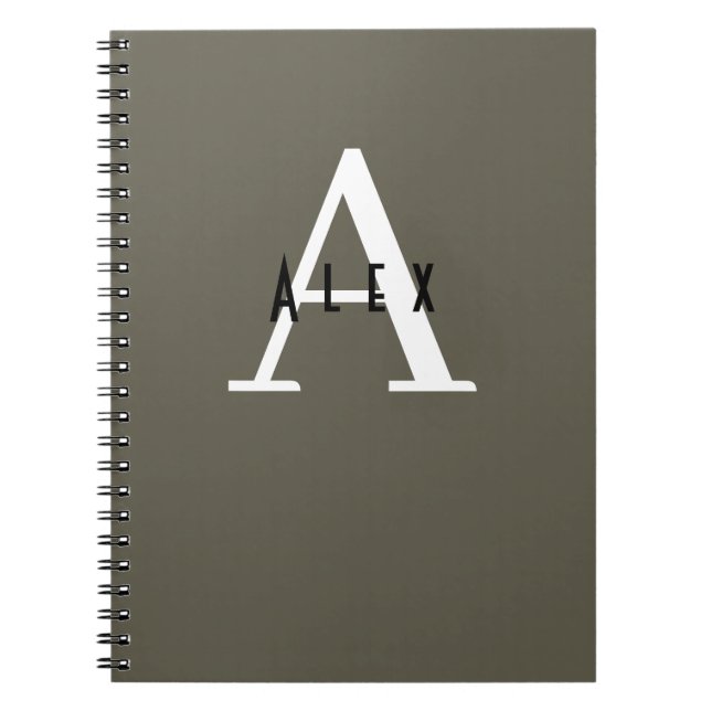 Cuaderno Kalamata Green Modern Custom Monogram (Frente)