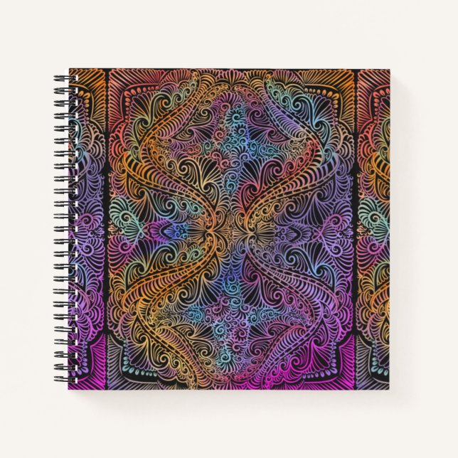 Cuaderno Kaleidoscope arcoiris Mandala (Anverso)