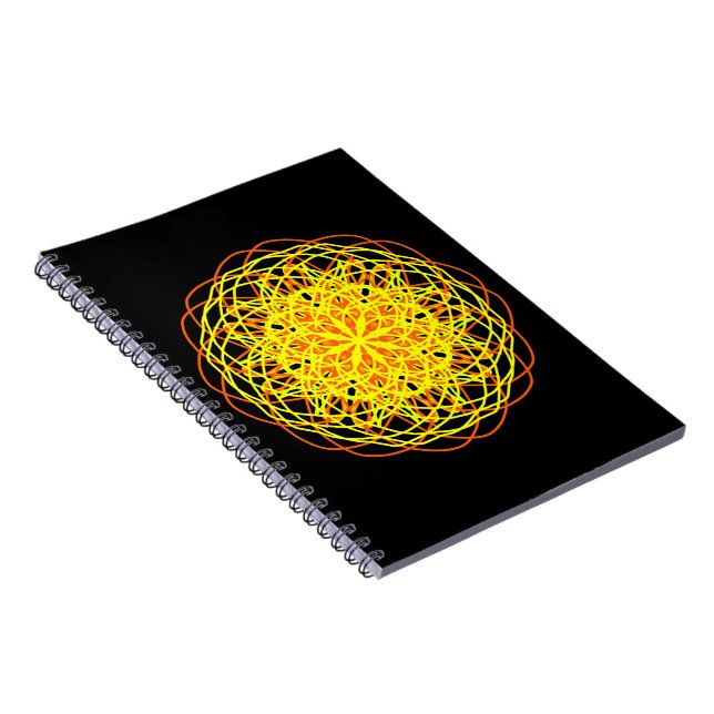 Cuaderno Kaleidoscope Mandala Art Energy Flower Yellow (Lado Derecho)