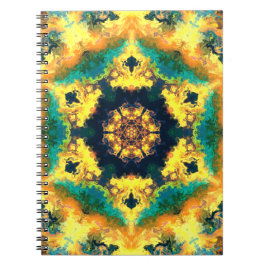 Cuaderno Kaleidoscopio psicodélico amarillo azul y verde