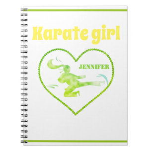 Cuaderno Karate Chica Arte Marcial Verde Amarillo Moderno G