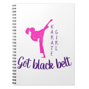 Cuaderno Karate Chica Cinturón negro rosa Bonito moderna de