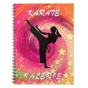 Cuaderno Karate Chica Kick Stars y Swirls Retro