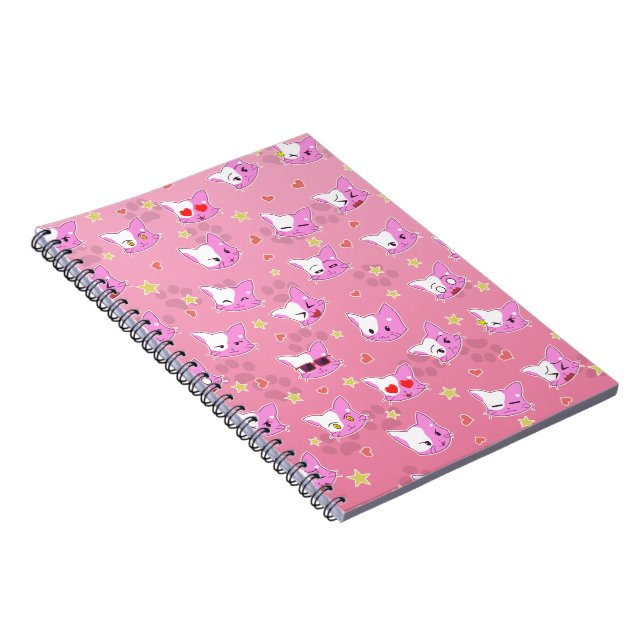 Cuaderno Katzen - Kätzchen - Comickatzen Muster Design  (Lado Derecho)