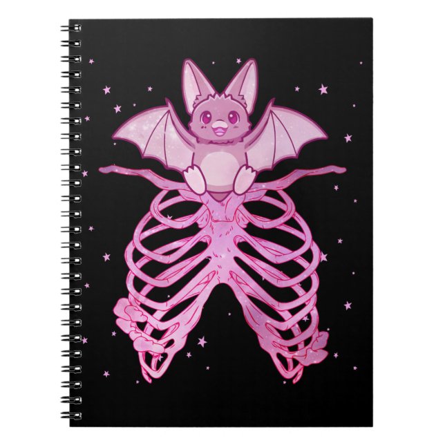 Cuaderno Kawaii Anime Animal Pastel Goth Bat (Frente)