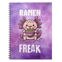 Cuaderno Kawaii Axalotl comiendo Ramen (texto blanco)