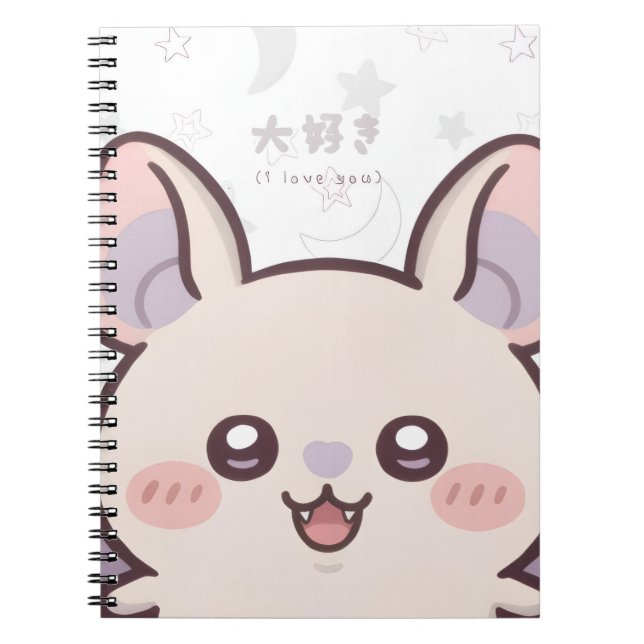 Cuaderno Kawaii Bat Pastel Notebook - "Daisuki" (Frente)