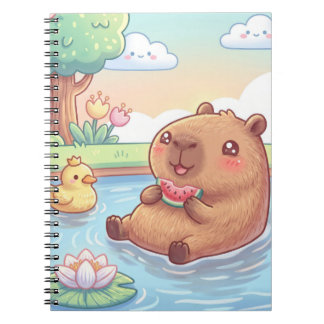 Cuaderno Kawaii capy in a pond