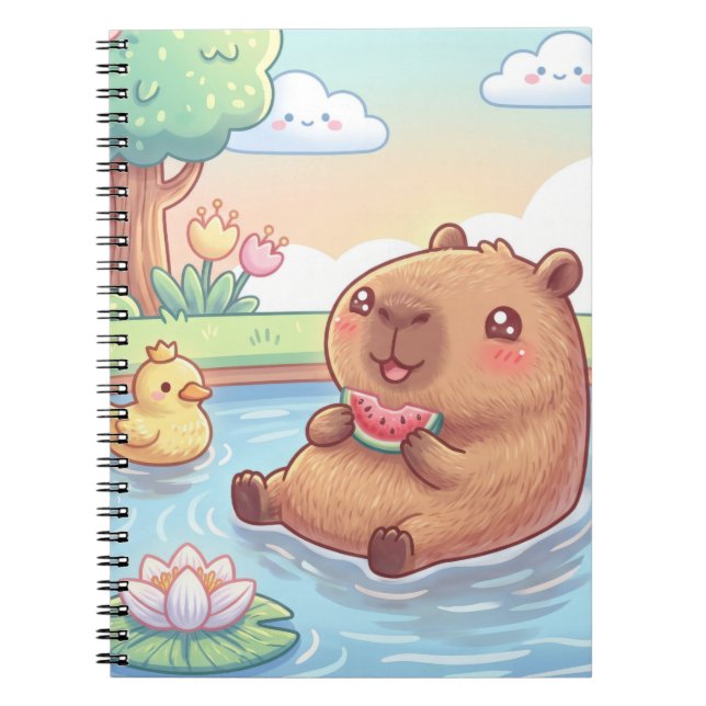 Cuaderno Kawaii capy in a pond (Frente)