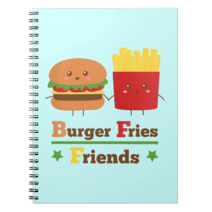 Cuaderno Kawaii Cartoon Hamburguesa Patatas Amigas BFF