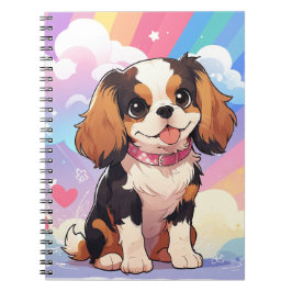 Cuaderno Kawaii Cavalier Rey Charles Pastel Arcoiris
