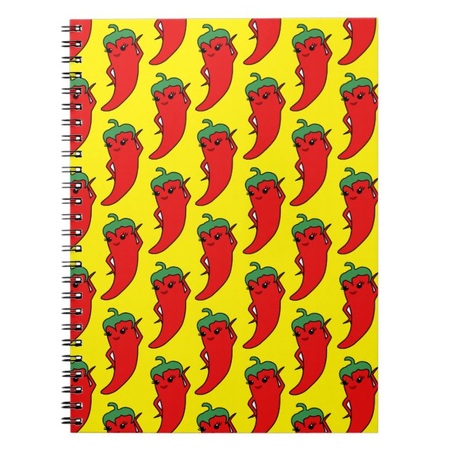 Cuaderno Kawaii Chili Pepper Drawing Pattern (Frente)