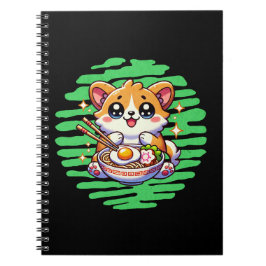 Cuaderno Kawaii Corgi tazón de Ramen
