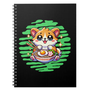 Cuaderno Kawaii Corgi tazón de Ramen
