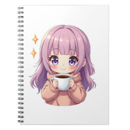 Cuaderno Kawaii Cozy Coffee Girl – Pastel Aesthetic sticker
