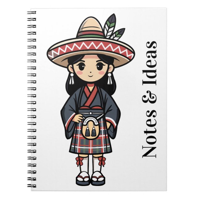 Cuaderno Kawaii Cultural Girl Illustration (Frente)
