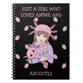 Cuaderno Kawaii Cute Axolotl Fresa Anime