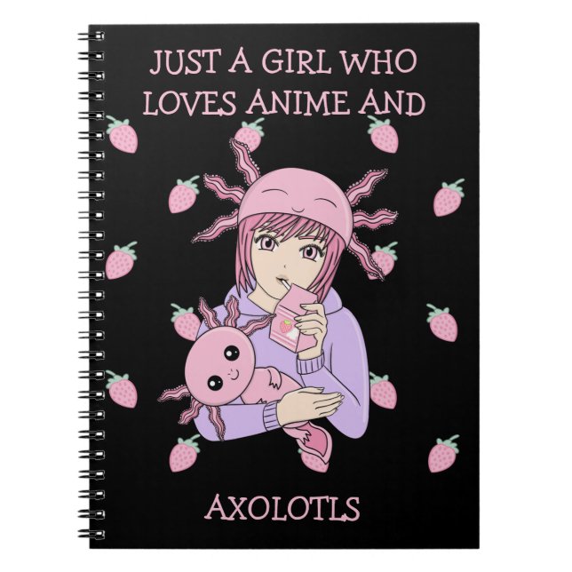 Cuaderno Kawaii Cute Axolotl Fresa Anime (Frente)