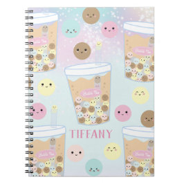 Cuaderno Kawaii Cute Burbuja Arcoiris Tapioca Té de la Lech