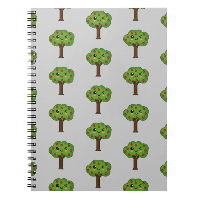 Cuaderno Kawaii feliz árbol de manzanas (Frente)