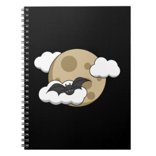 Cuaderno Kawaii Feliz Bat volando a plena Luna