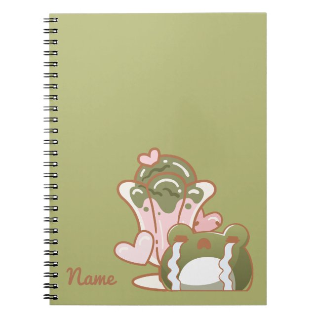 Cuaderno Kawaii Frog with Matcha Cake Personalized Note (Frente)