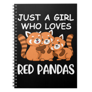 Cuaderno Kawaii Gift Women Un Chica Que Ama Los Pandas Rojo