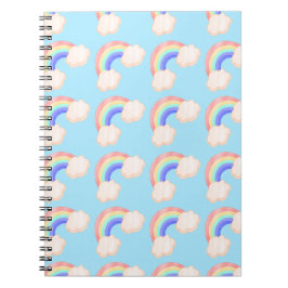 Cuaderno Kawaii Glossy Colorous Rainbows Blue Pattern Cuadr