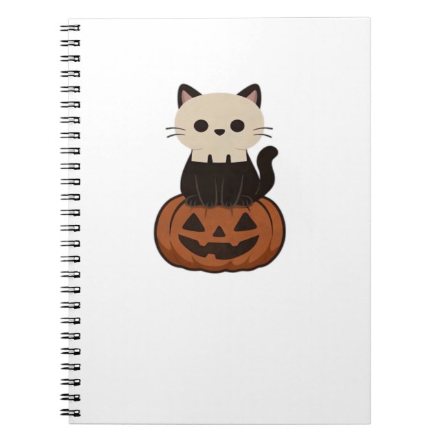 Cuaderno Kawaii Halloween Cat y calabaza Classic T-Shirt (Frente)