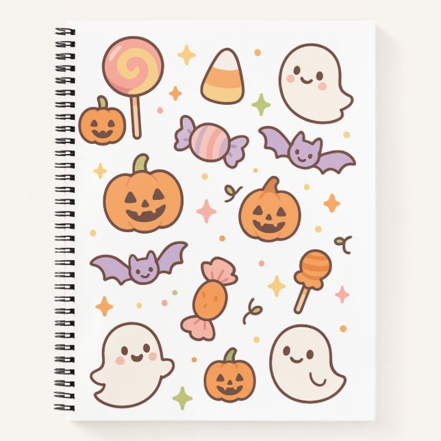 Cuaderno Kawaii Halloween Fantasma y Calabazas (Anverso)
