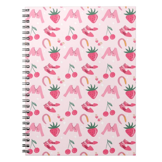 Cuaderno Kawaii Hand-drawn Girly Things Seamless Pattern (Frente)