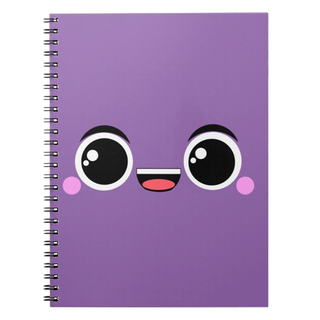Cuaderno Kawaii Happy Anime Faced Purple (Frente)