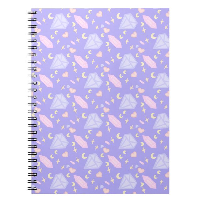 Cuaderno Kawaii Jewels Crystals Moons Stars Hearts Pastel (Frente)