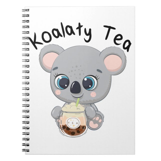 Cuaderno Kawaii Koala bebiendo Koalaty Boba Tea (Frente)