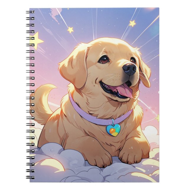 Cuaderno Kawaii Labrador Recuperador cielo y estrellas (Frente)