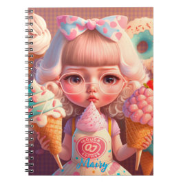 Cuaderno Kawaii lindo chica con helados