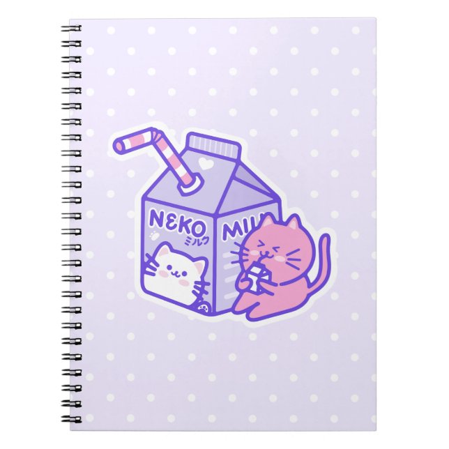 Cuaderno Kawaii lindo gato con Personalizado de caja de lec (Frente)