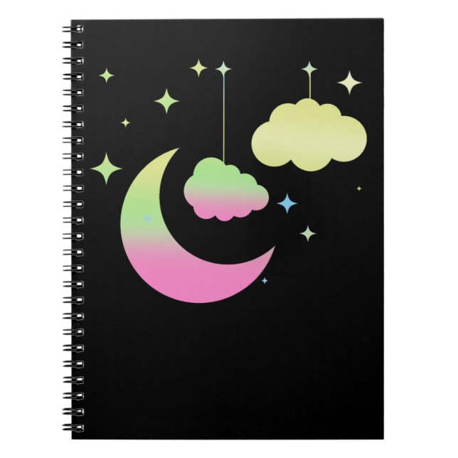Cuaderno Kawaii Moon y las nubes Pastel arte Gótico (Frente)