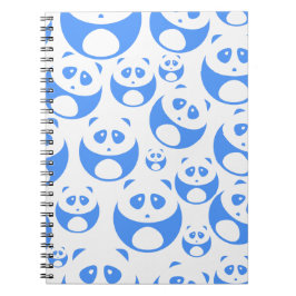 Cuaderno Kawaii Panda Baby Blue and White Pattern