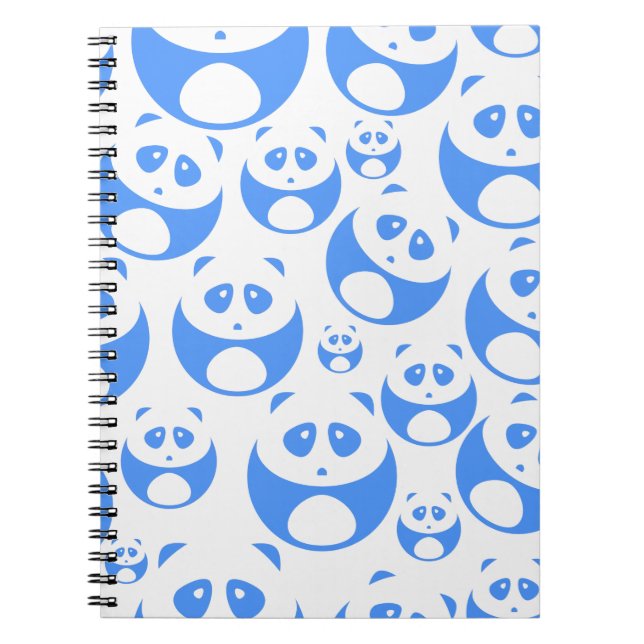 Cuaderno Kawaii Panda Baby Blue and White Pattern (Frente)