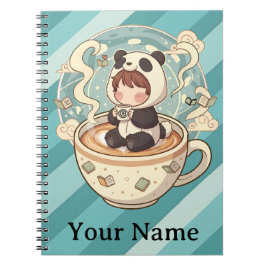 Cuaderno Kawaii Panda Coffee Study Spiral Notebook