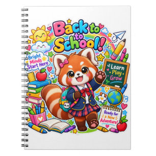 Cuaderno Kawaii Panda Rojo para el Regreso a Clase