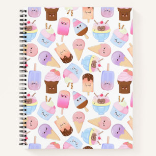 Cuaderno Kawaii Patrón Popsicle Cr De Hielo De Mano Adorabl