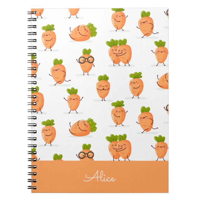 Cuaderno Kawaii pattern of fun carrots (Frente)