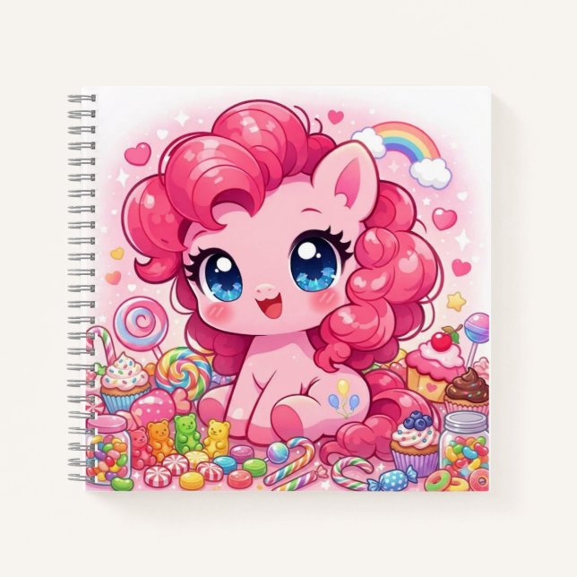 Cuaderno Kawaii Pink Pony Chibi Art (Anverso)