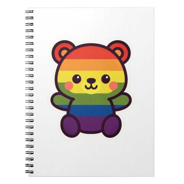 Cuaderno Kawaii Rainbow Teddy - Una elegante fiesta del org (Frente)