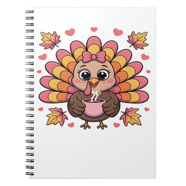 Cuaderno kawaii rosa thanksintero pavo clásica camiseta (Frente)